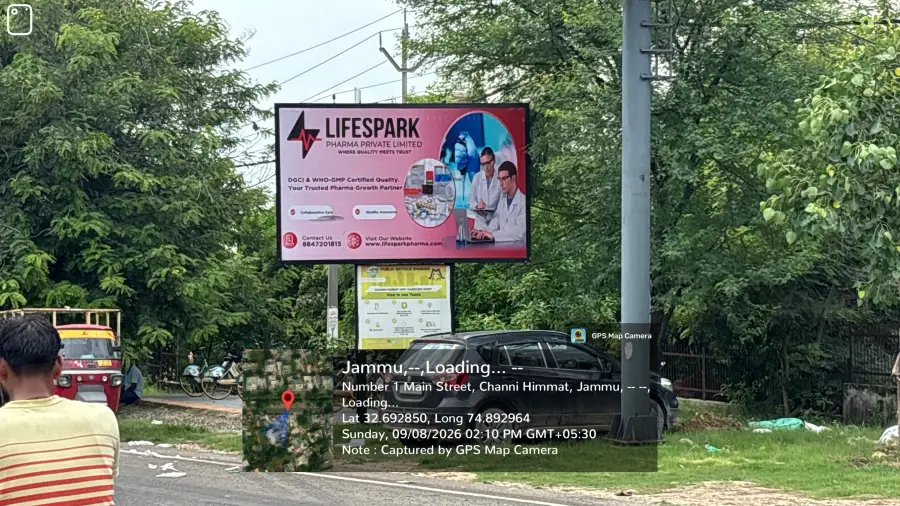 LifeSpark Pharma hoarding at Jammu, Jammu & Kashmir