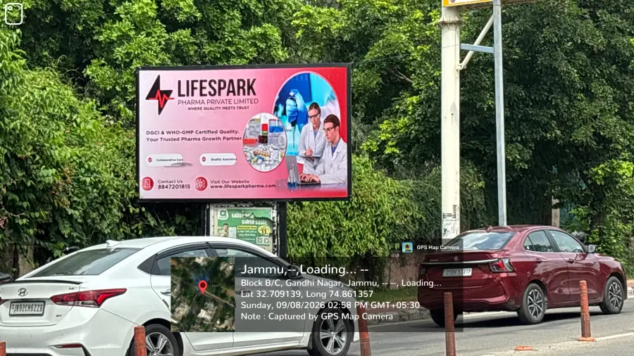 LifeSpark Pharma hoarding at Jammu, Jammu & Kashmir