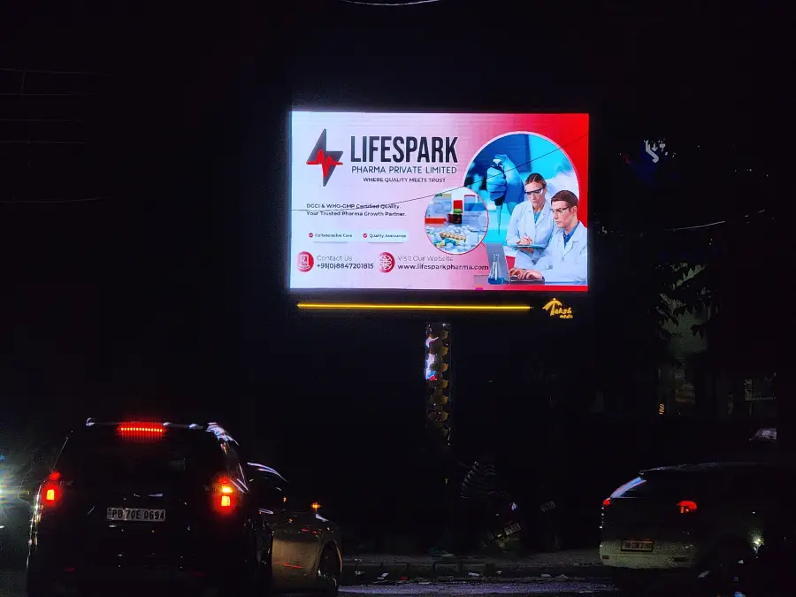 LifeSpark Pharma hoarding at Panchkula, Haryana