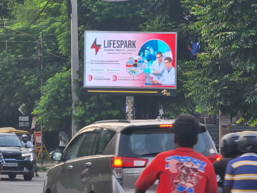 LifeSpark Pharma hoarding at Panchkula, Haryana