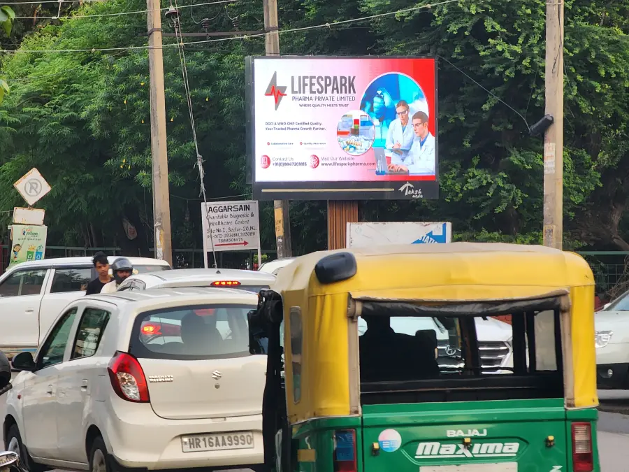 LifeSpark Pharma hoarding at Panchkula, Haryana