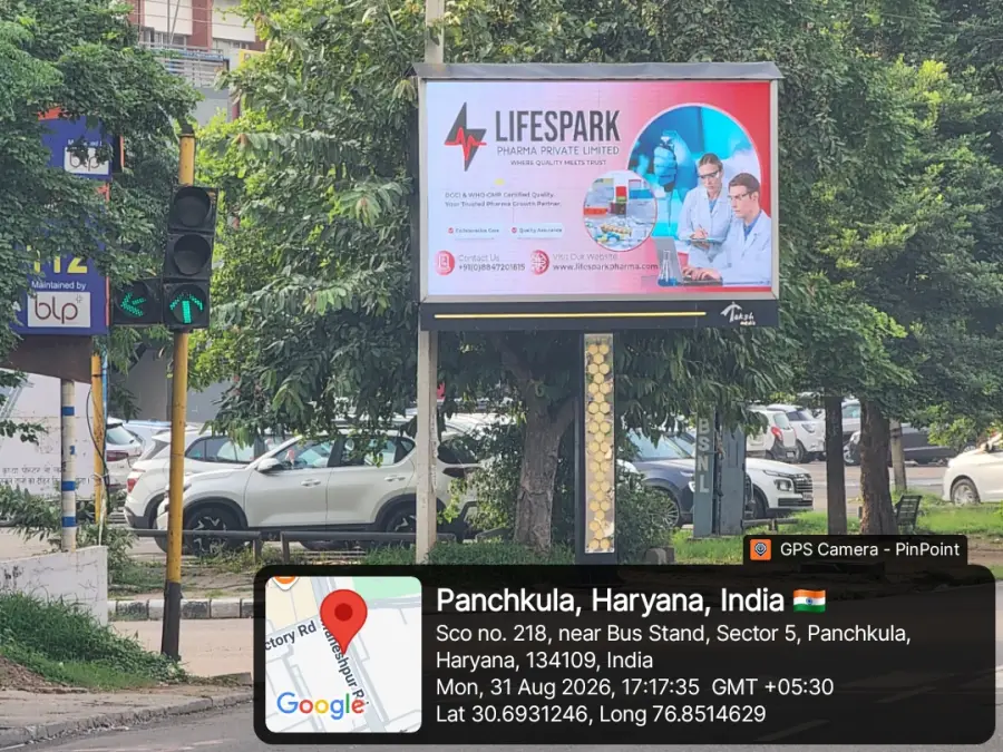 LifeSpark Pharma hoarding at Panchkula, Haryana