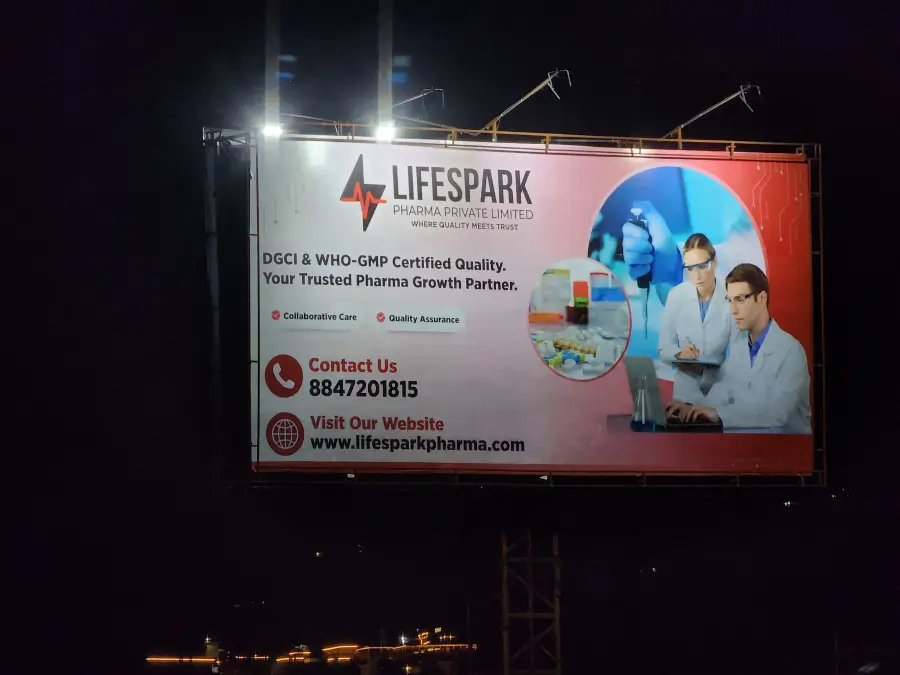 LifeSpark Pharma hoarding at Shimla Highway, Himachal Pradesh