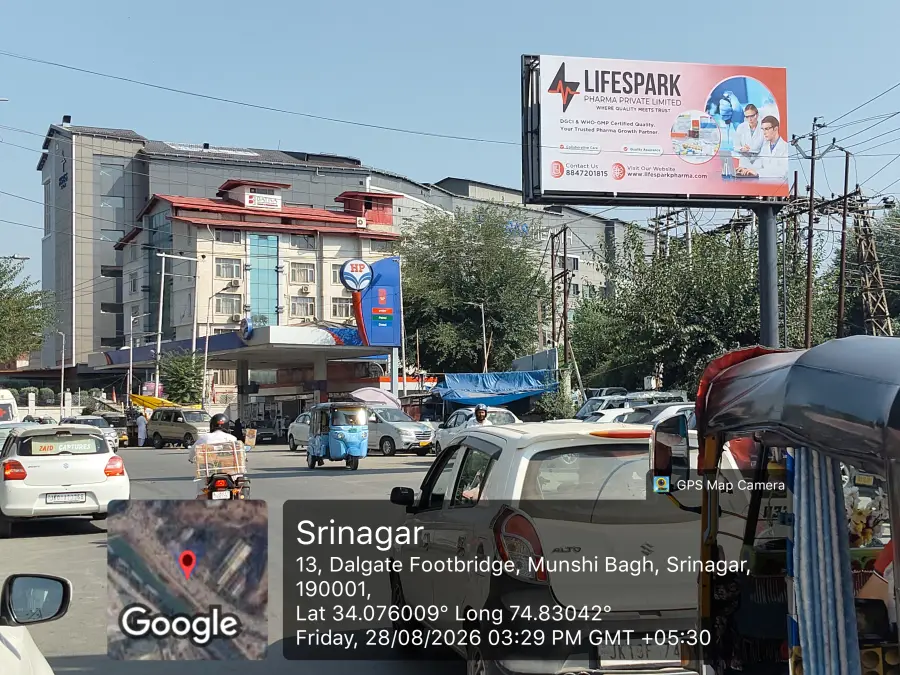 LifeSpark Pharma hoarding at Srinagar, Jammu & Kashmir