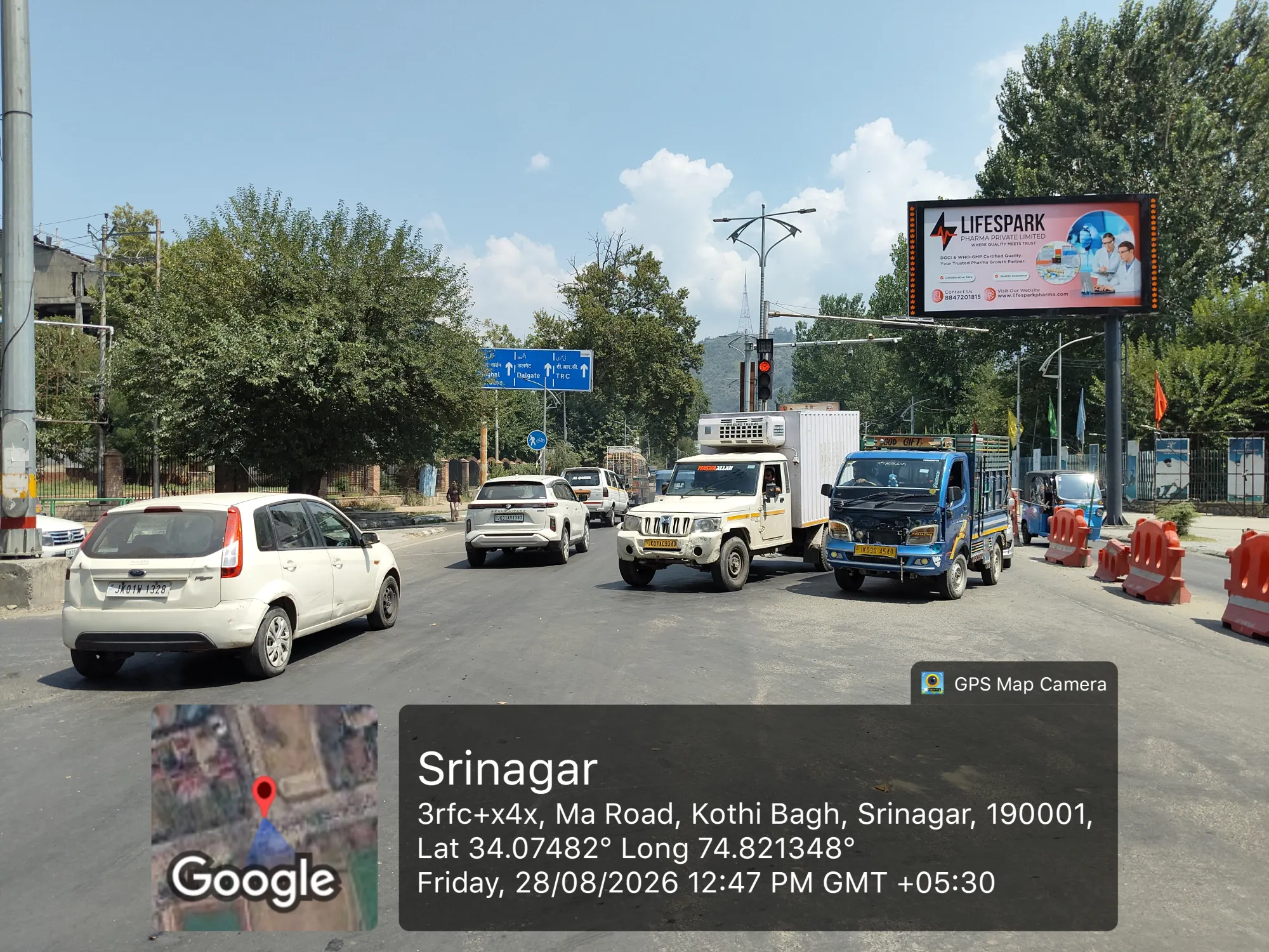 LifeSpark Pharma hoarding at Srinagar, Jammu & Kashmir
