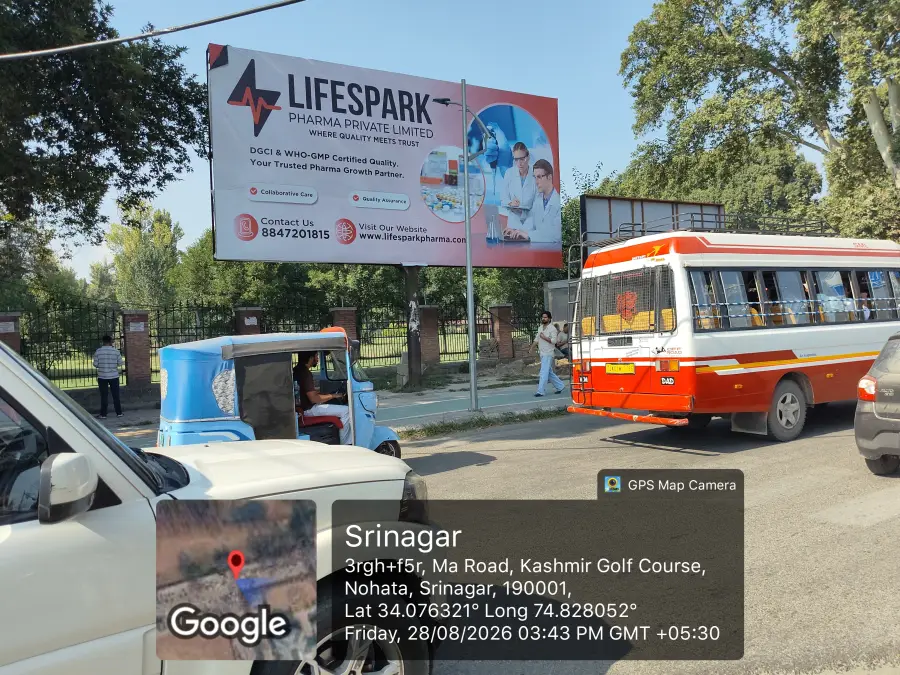 LifeSpark Pharma hoarding at Srinagar, Jammu & Kashmir