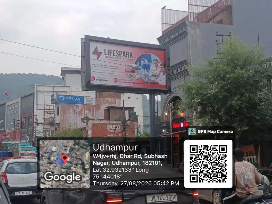 LifeSpark Pharma hoarding at Udhampur, Jammu & Kashmir