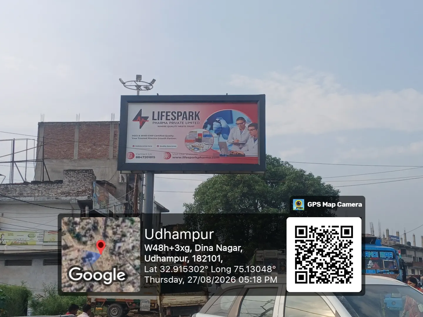 LifeSpark Pharma hoarding at Udhampur, Jammu & Kashmir
