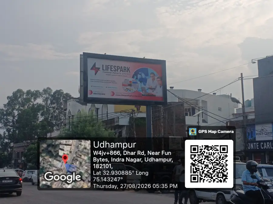 LifeSpark Pharma hoarding at Udhampur, Jammu & Kashmir